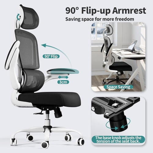 Ergonomic High Back Mesh Office Chair With Wheels Black