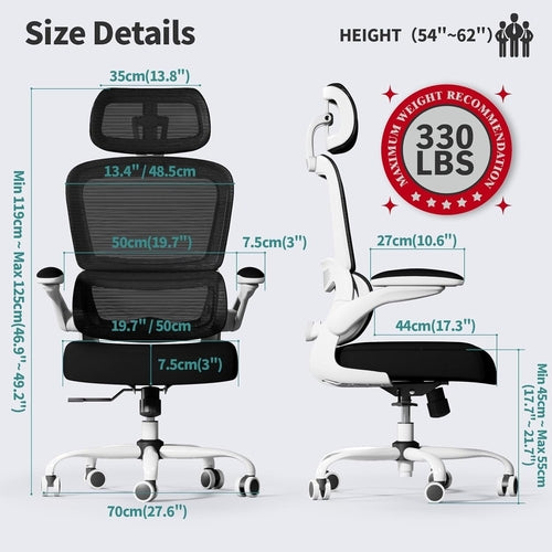 Ergonomic High Back Mesh Office Chair With Wheels Black