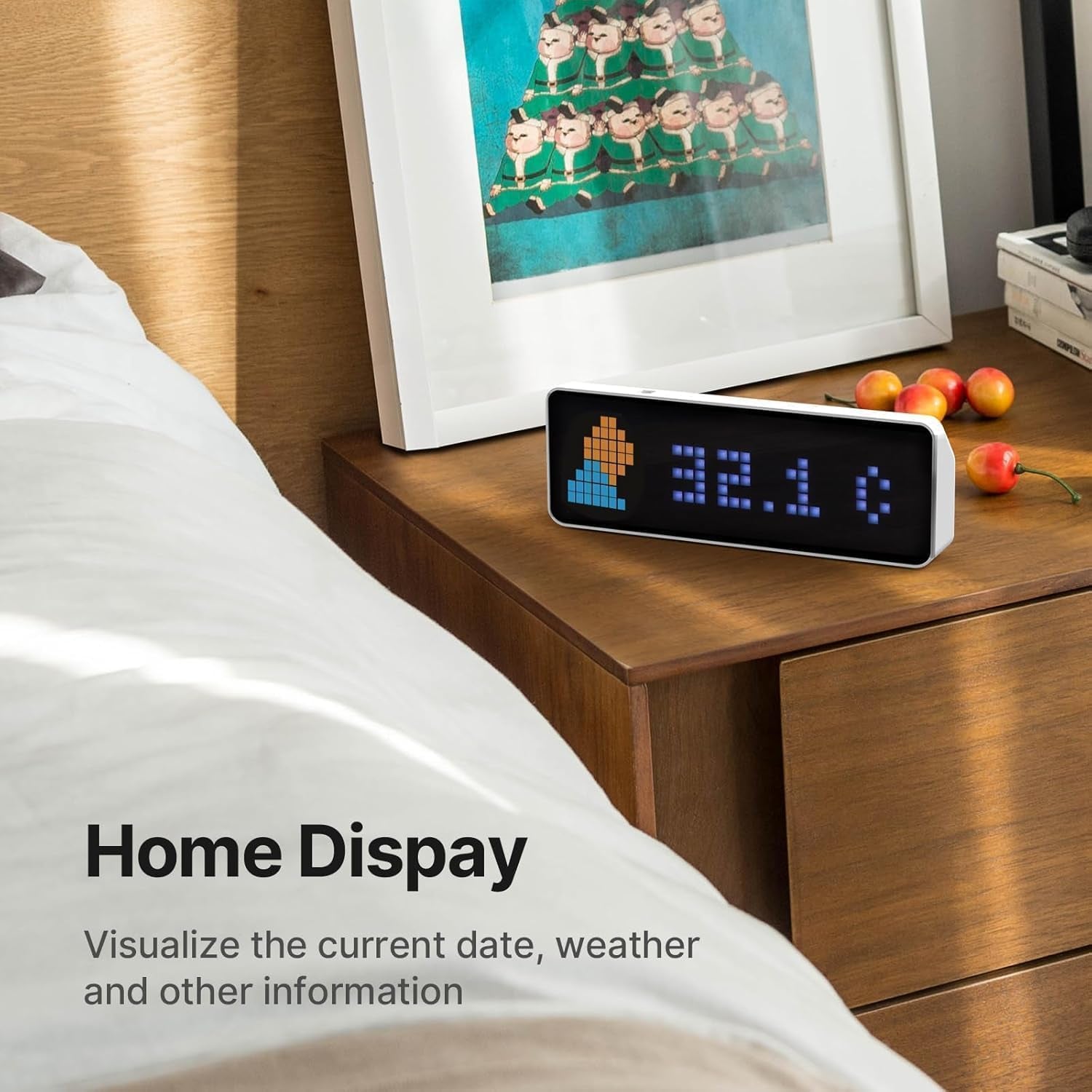TC001 Smart Pixel Clock - Social Media Counter - Digital Alarm Clock with Weather - Awtrix Simulator - Retro Pixel Art Scoreboard Pomodoro Clock Bedside Gaming Room & Office Decor, White
