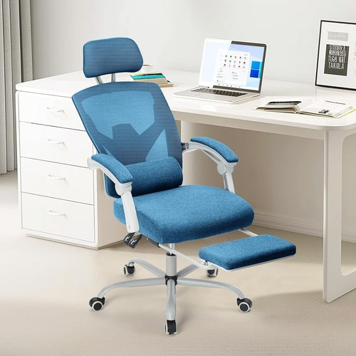 Blue Ergonomic Mesh Office Chair With Lumbar Support