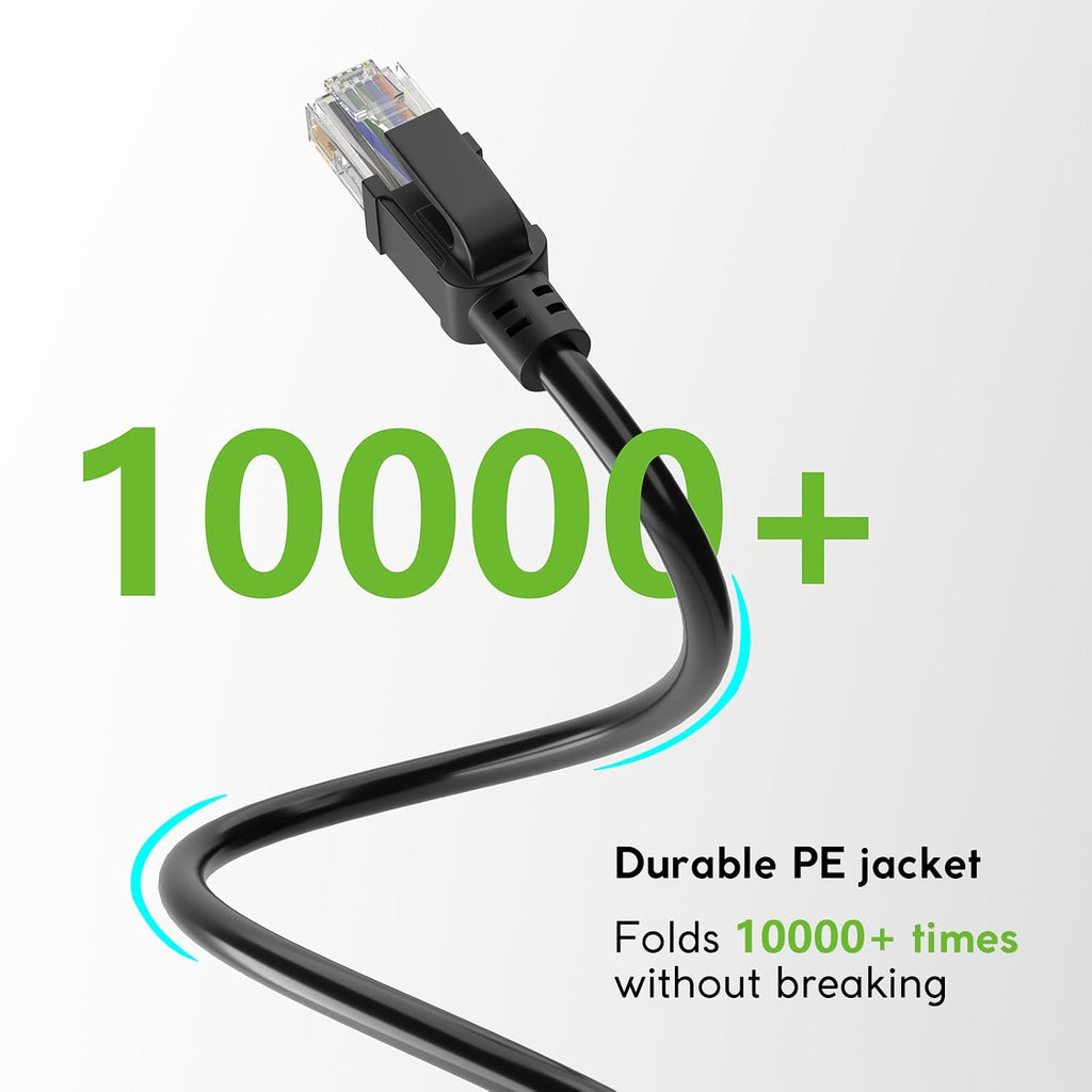 Cat6 Ethernet Cable 100FT, Outdoor Direct Burial Cat 6 Cable 24AWG High Speed up to 10Gbps, 550Mhz LLDPE (PE) Uv-Resistant Waterproof RJ45 Network Internet Cable with 60 Ties for Router, Black