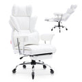 Reclining Office Chair with Footrest, Heavy Duty PU Leather Wide